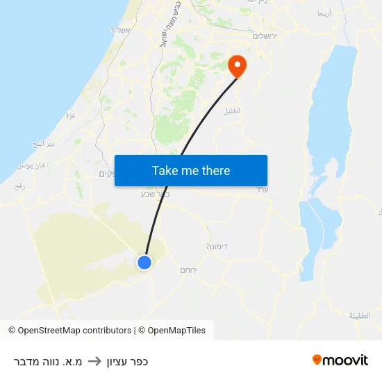 מ.א. נווה מדבר to כפר עציון map