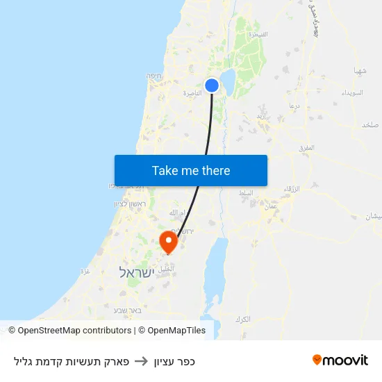 פארק תעשיות קדמת גליל to כפר עציון map