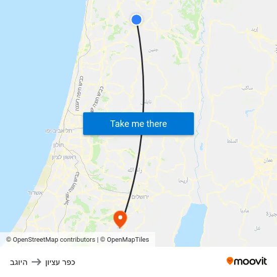 היוגב to כפר עציון map