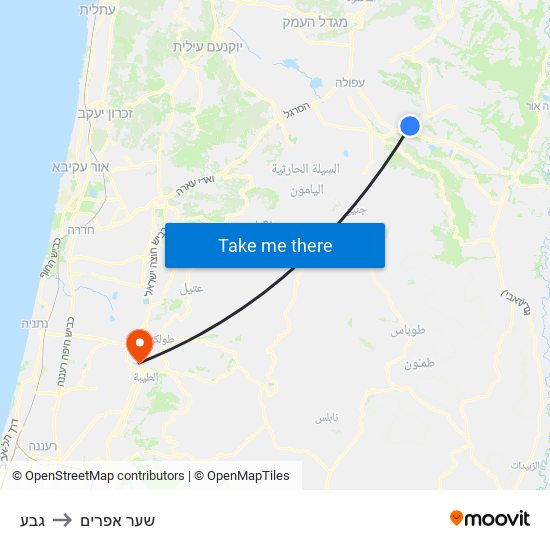 גבע to שער אפרים map