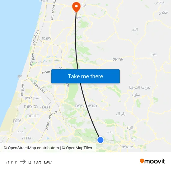 ידידה to שער אפרים map