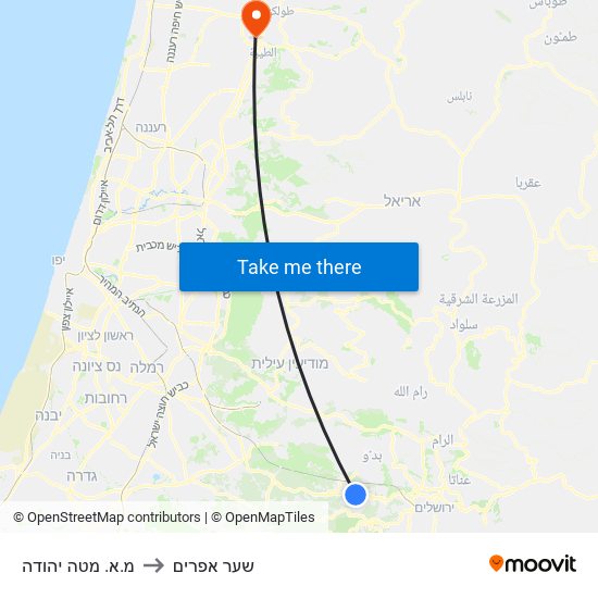 מ.א. מטה יהודה to שער אפרים map