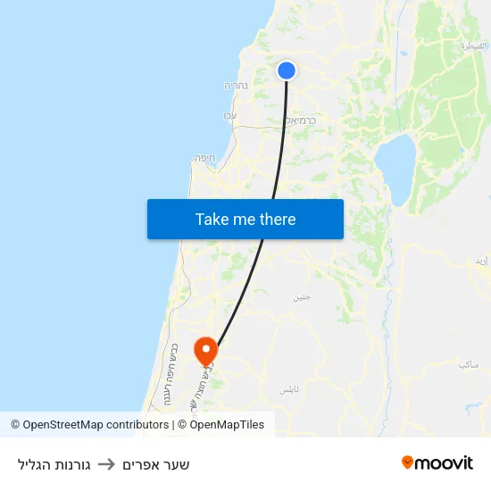 גורנות הגליל to שער אפרים map