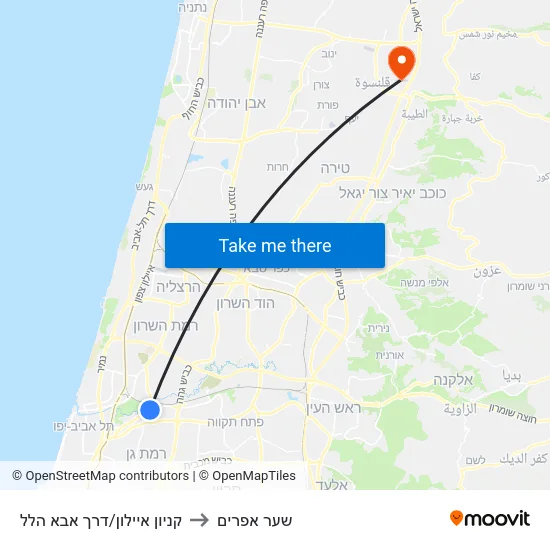 קניון איילון/דרך אבא הלל to שער אפרים map