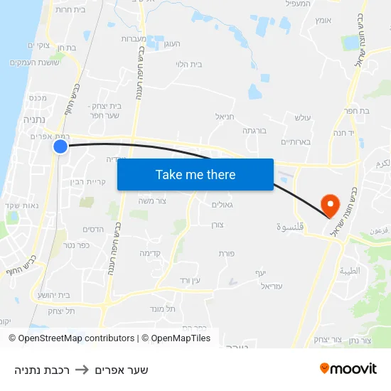 רכבת נתניה to שער אפרים map