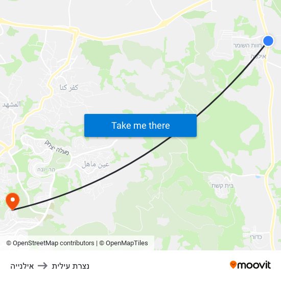 אילנייה to נצרת עילית map