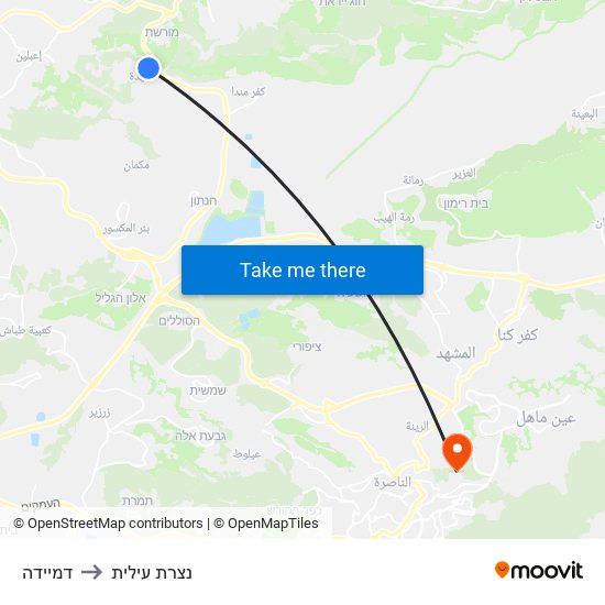 דמיידה to נצרת עילית map