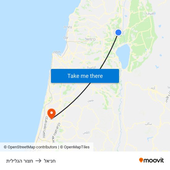 חצור הגלילית to חניאל map