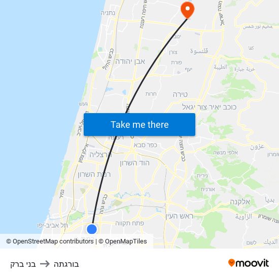 בני ברק to בורגתה map