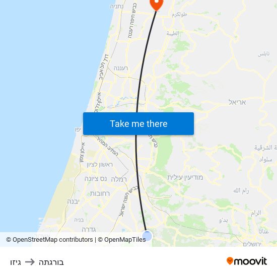 גיזו to בורגתה map