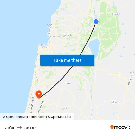 חולתה to בורגתה map