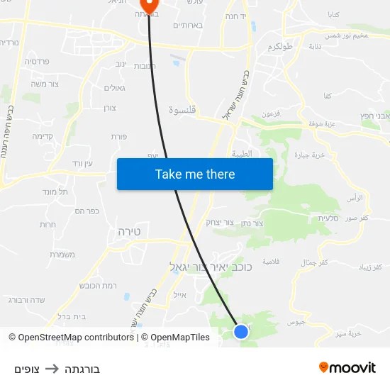 צופים to בורגתה map