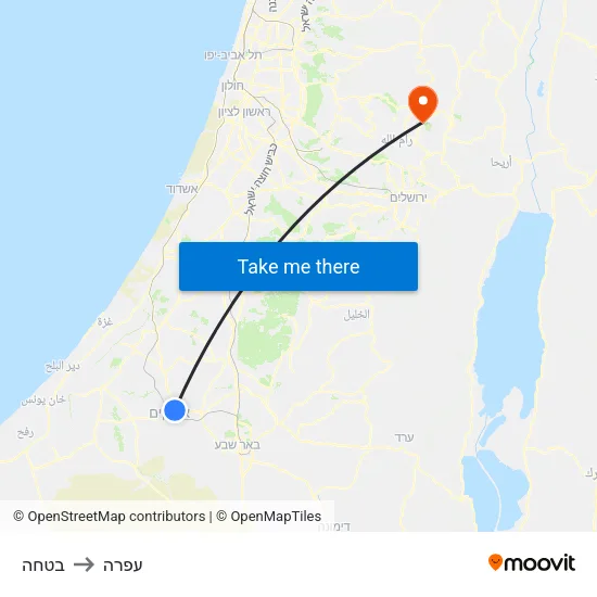 בטחה to עפרה map