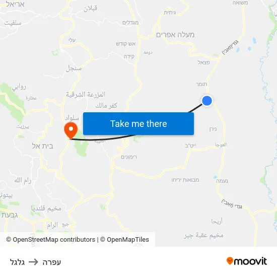 גלגל to עפרה map