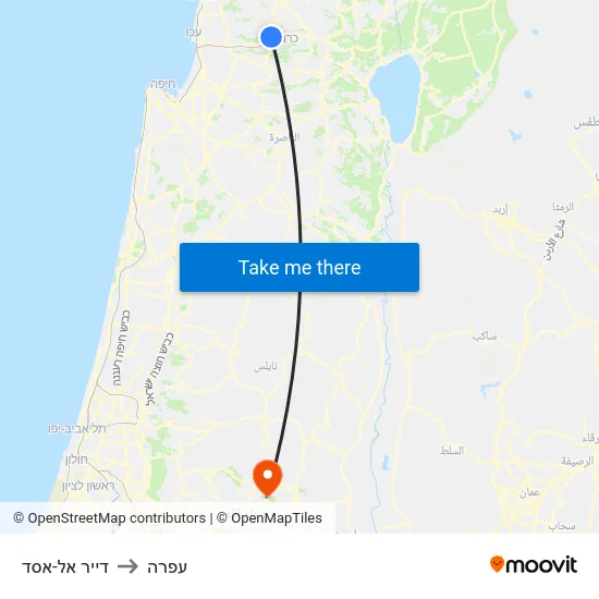דייר אל-אסד to עפרה map