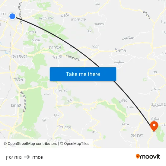 נווה ימין to עפרה map