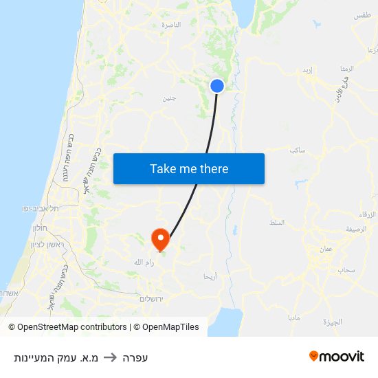 מ.א. עמק המעיינות to עפרה map