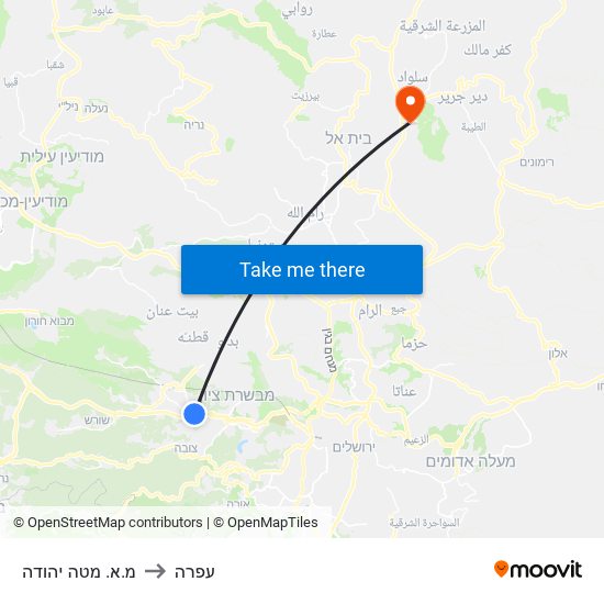 מ.א. מטה יהודה to עפרה map