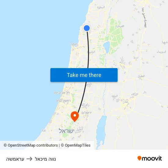 עראמשה to נווה מיכאל map