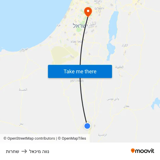 שחרות to נווה מיכאל map