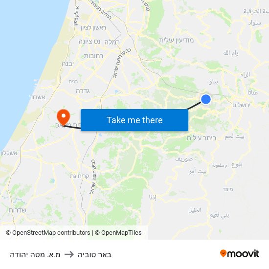 מ.א. מטה יהודה to באר טוביה map