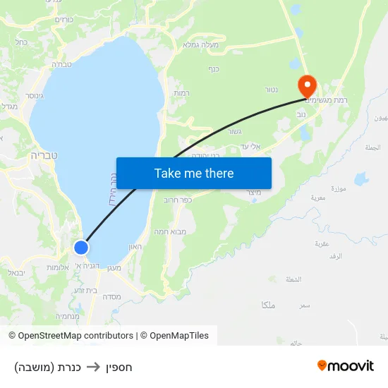 כנרת (מושבה) to חספין map