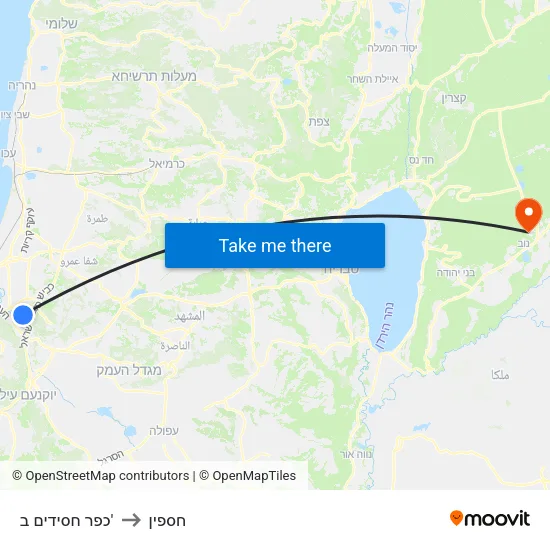 כפר חסידים ב' to חספין map