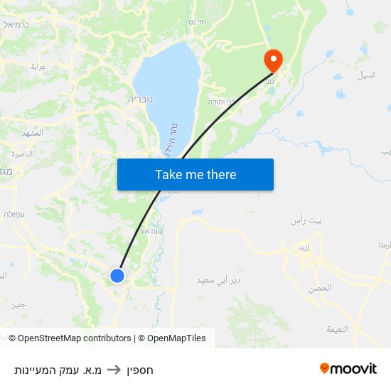 מ.א. עמק המעיינות to חספין map
