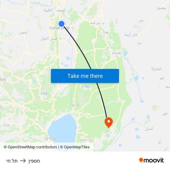 תל חי to חספין map