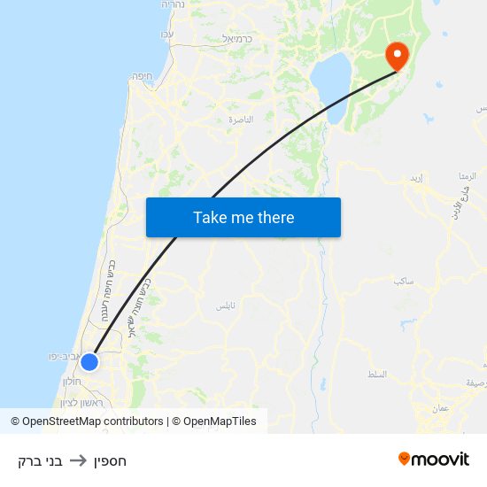 בני ברק to חספין map