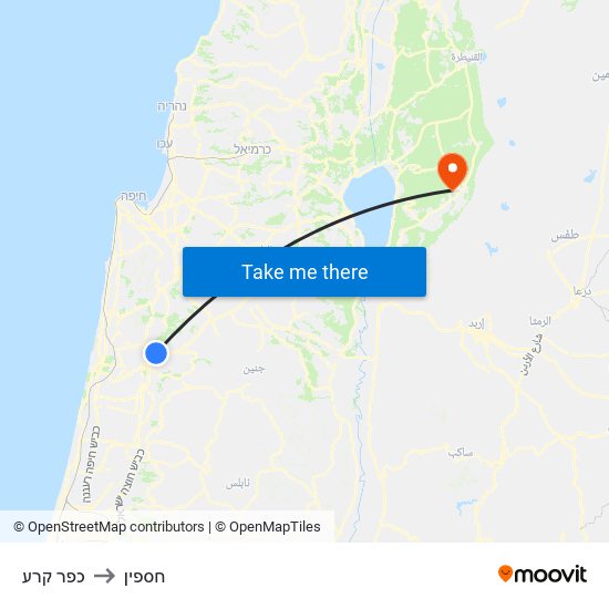 כפר קרע to חספין map