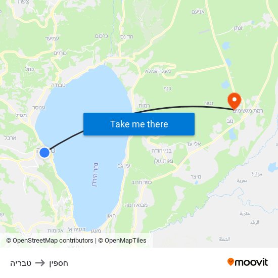 טבריה to חספין map