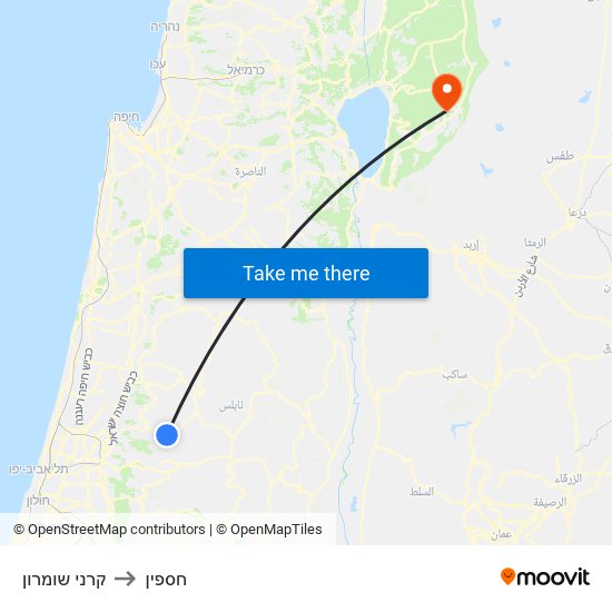 קרני שומרון to חספין map