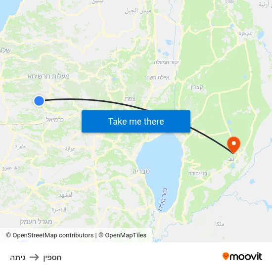 גיתה to חספין map
