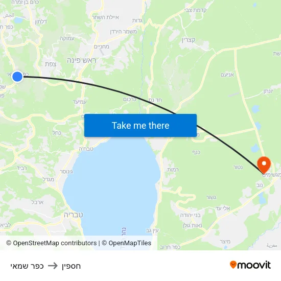 כפר שמאי to חספין map