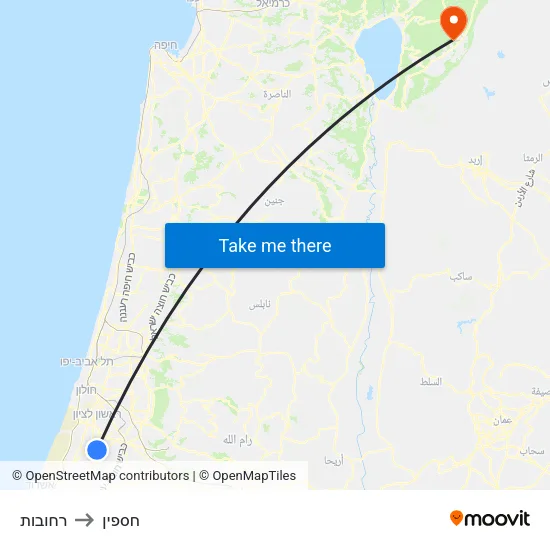 רחובות to חספין map
