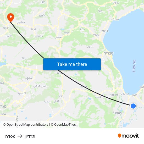 מסדה to תרדיון map