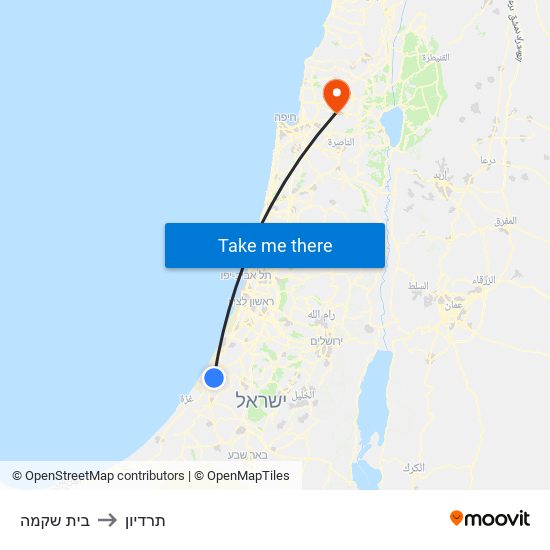 בית שקמה to תרדיון map