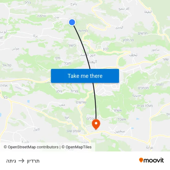 גיתה to תרדיון map