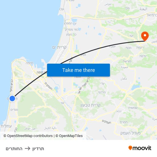 החותרים to תרדיון map