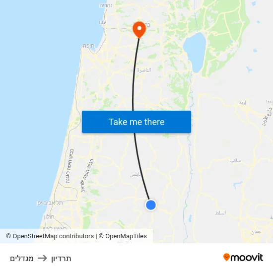 מגדלים to תרדיון map