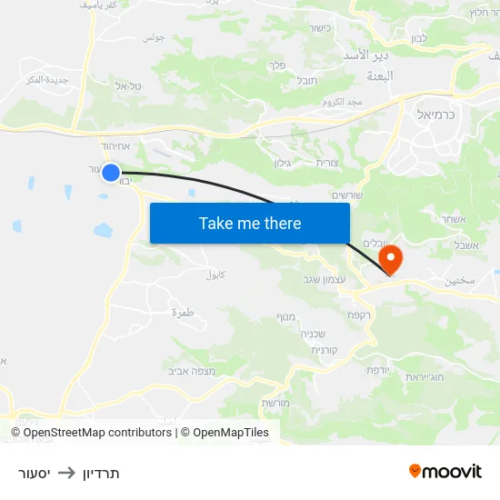 יסעור to תרדיון map