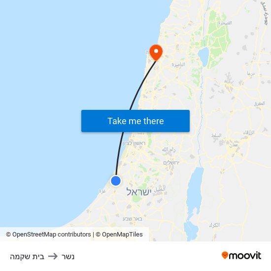 בית שקמה to נשר map