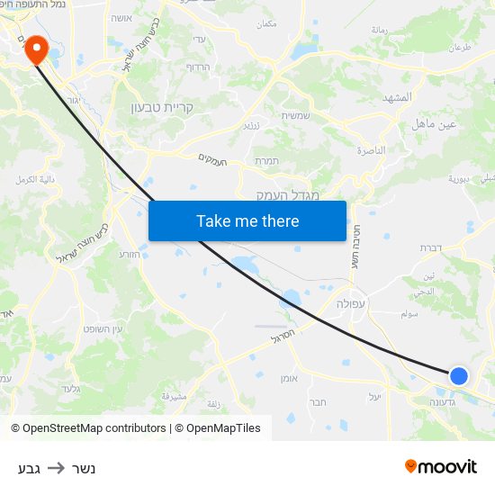 גבע to נשר map