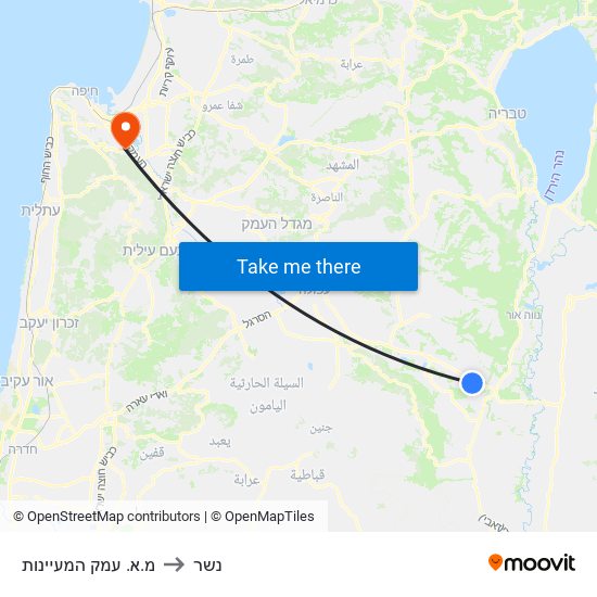 מ.א. עמק המעיינות to נשר map