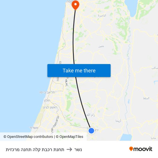 תחנת רכבת קלה תחנה מרכזית to נשר map