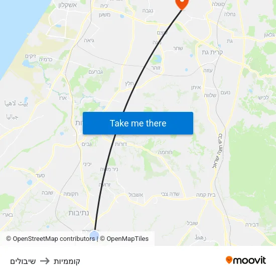 שיבולים to קוממיות map