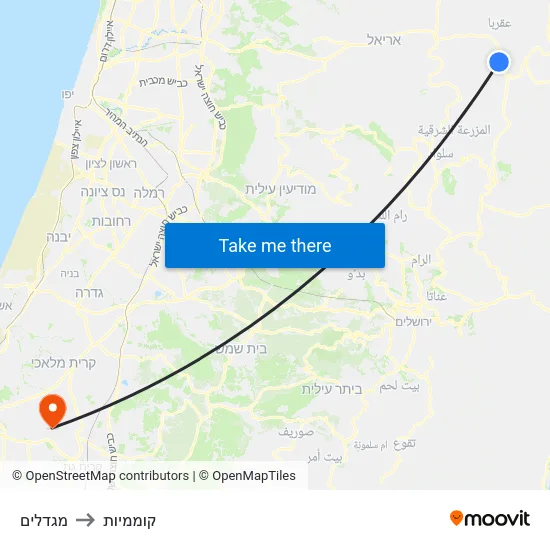 מגדלים to קוממיות map