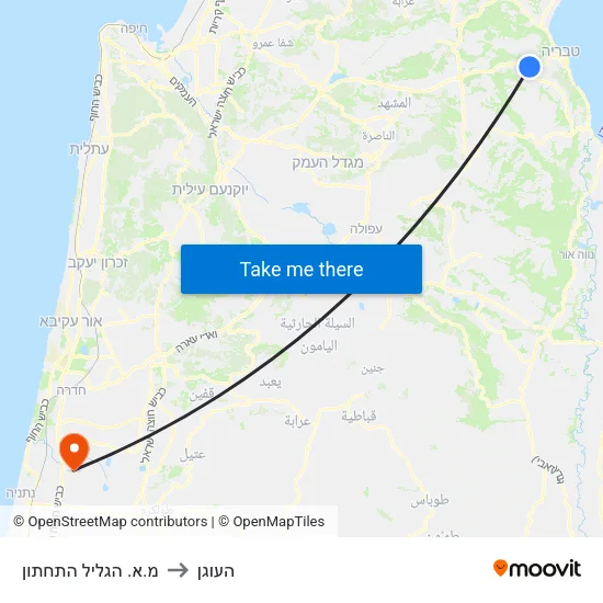 מ.א. הגליל התחתון to העוגן map