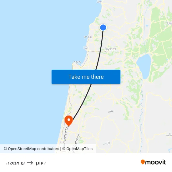 עראמשה to העוגן map